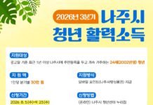 나주시, 2002년생 청년 대상 ‘활력소득’ 3분기 모집…분기별 30만 원 지원