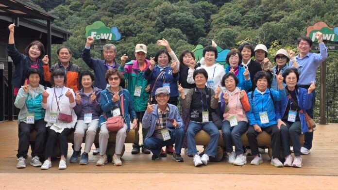 장성숲체험원 도착 기념촬영